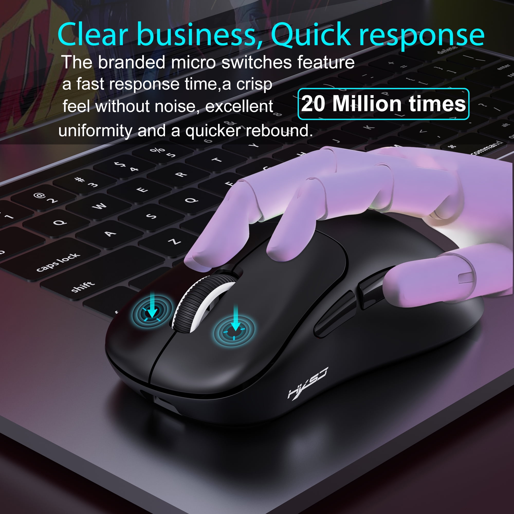 Wireless Gaming Mouse with 57g Lightweight Design,10000DPI,3 Mode USB-C/2.4G/Dual Bluetooth 5.3,Portable Rechargeable Mouse for PC/Mac/Laptop Gamer/Black