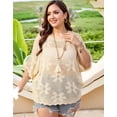 thumbnail image 5 of Cogild Women’s Plus Size Floral Crochet Top Hollow Out Crew Neck Dolman Sleeve Loose Knit Cover up & Casual Shirt L–4XL, 5 of 7