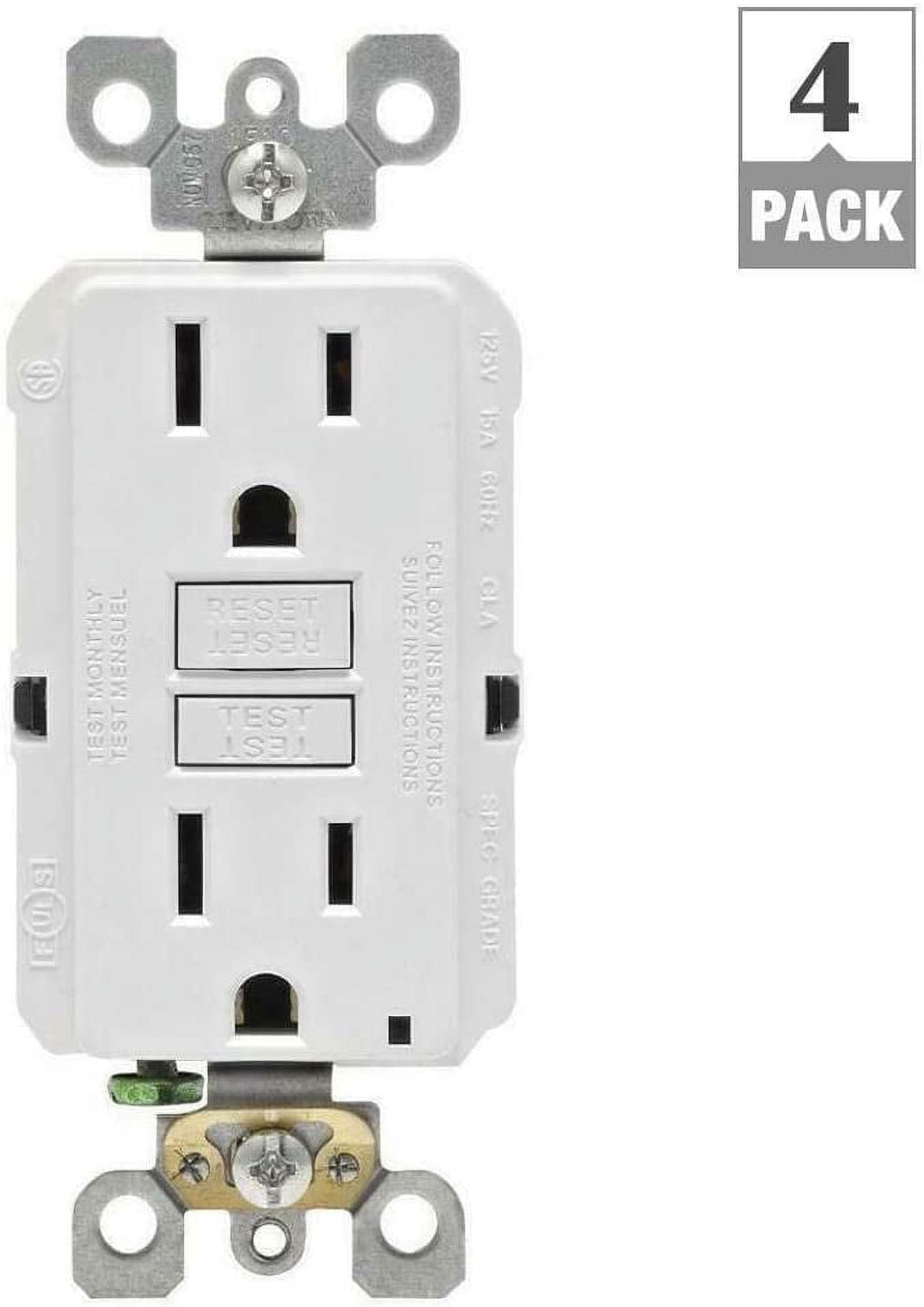 Leviton 15 Amp 125-Volt Duplex Self-Test Slim GFCI Outlet, White (4-Pack) - New