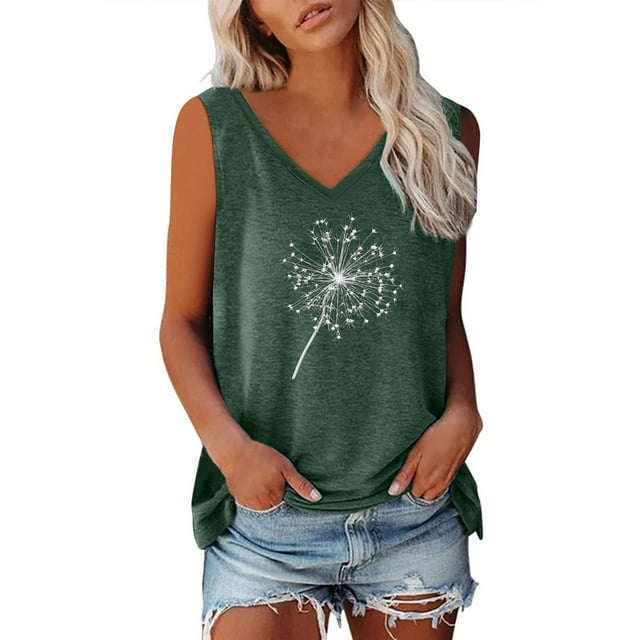 Birdeem Womens Printed Sleeveless Casual V-Neck Tank Top