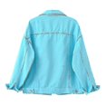 thumbnail image 5 of Women Spring And Autumn Coats Warm Solid Long Sleeve Denim Jacket Outerwear Tw, 5 of 5