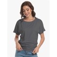 thumbnail image 6 of Womens Short Sleeve Boat Neck Side Shirring Dolman Drape Top, 6 of 6