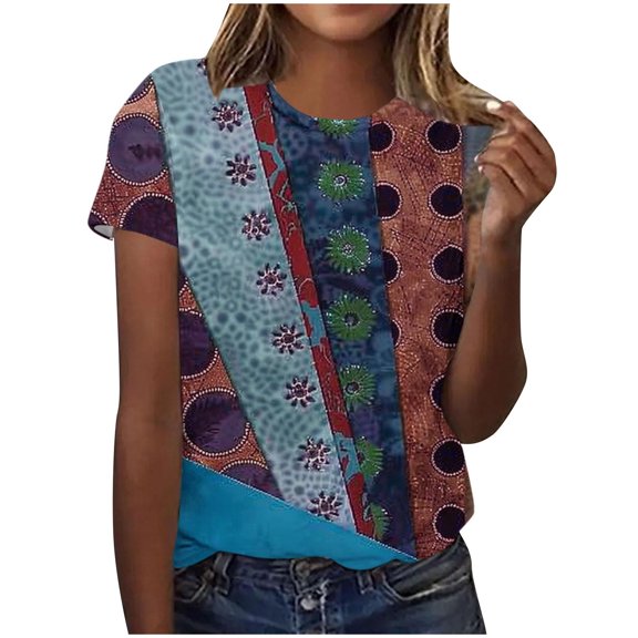 PVCS Womens Tops Women's Casual Letter Print Pullover Short Sleeve T-Shirt Tops Shirt