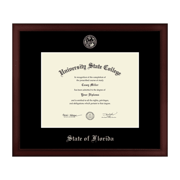 Framerly - State of Florida 11w x 8.5h Diploma Frame - Gold Embossed Certificate Frame - Cherry Moulding with Black Matting