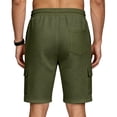 thumbnail image 4 of JTSRKL Men's Outdoor Cargo Shorts Solid Waffle Knit Drawstring Elastic Waist Multi Pocket Short Pants Lightweight Summer Beach Daily Casual Trunks Army Green S, 4 of 7