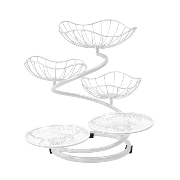 Cesta de frutas de 5 niveles, organizador de almacenamiento, soporte minimalista de gran capacidad blanco 3 cesta
