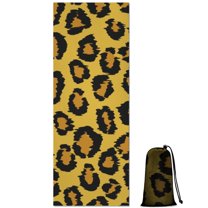 Yellow and Black Of Leopard Print Hot Yoga Mat Towel Non Slip for Hot Yoga - Quick-Drying Yoga Mat Cover with 4 Corner Pockets with Travel Bag - Hot Yoga Towel Non Slip 70"x26"