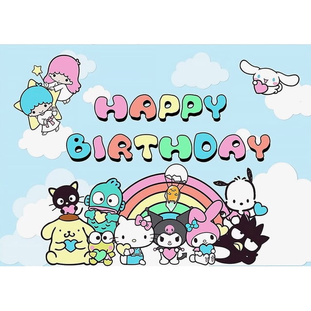 Sanrio-telón de fondo de Hello Kitty para cumpleaños, bonito telón de fondo de dibujos animados Kuromi, decoración de fiesta, Kawaii, Anime, cortina, regalo para niños