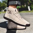 thumbnail image 6 of Mens Casual Leather Boots Vintage Lace Up High Top Bare Boots Lightweight Non-Slip Driving Flat Shoes Beige 10.5 US, 6 of 7