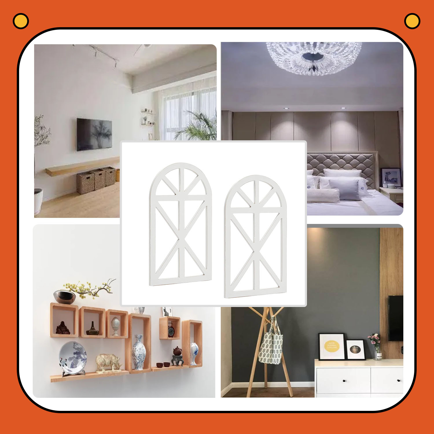 Rustic Wood Arch Wall Decor, Hanging Farmhouse Window Frame - Walmart.com