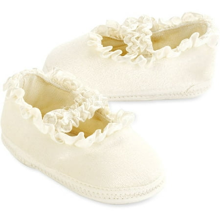 Faded Glory - Infant Girls' Velvet Crib Shoes, White