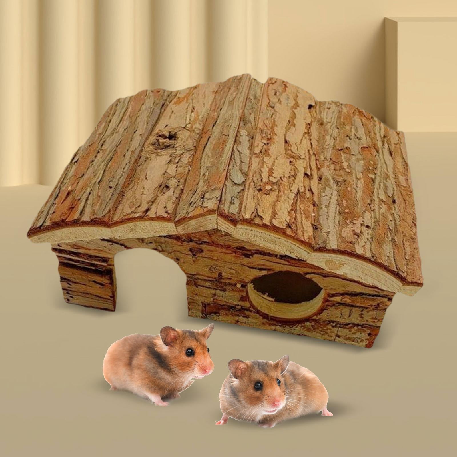 oshhnii Hamster Wood House Cage Decor Landscaping Supplies for Mice Lemmings Hamster