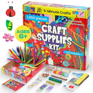 Arts and Crafts Vault - 1000+ Piece Craft Supplies Kit Library in a Box for  Kids Ages 4 5 6 7 8 9 10 11 & 12 Year Old Girls & Boys - Crafting Set Kits