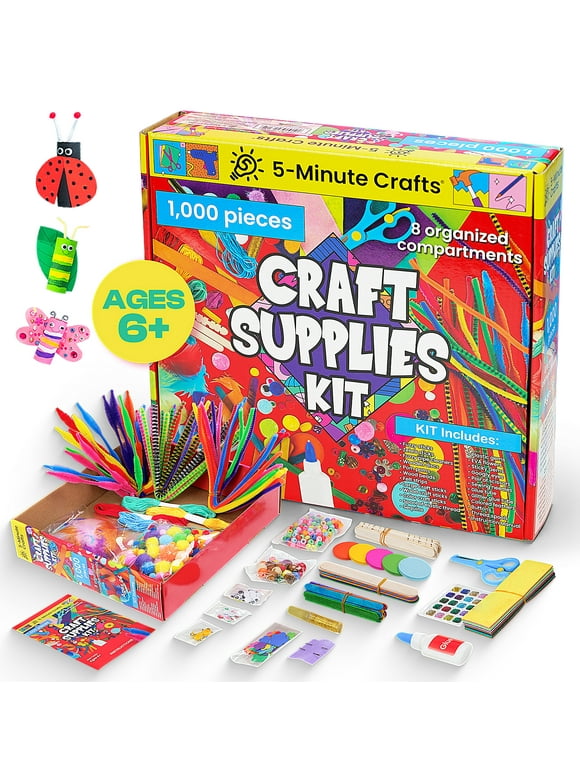 5-Minute Crafts - 1000pcs Kids Craft Supplies Complete Kit Ages 6+ as Seen on Social Media