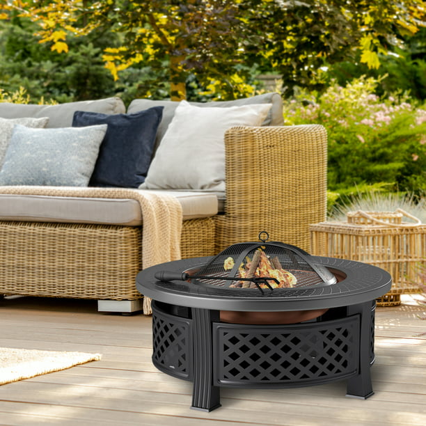 Barton 32 Outdoor Round Fire Pit Table, White Outdoor Patio Furniture Set With Fire Pit Sam S Club
