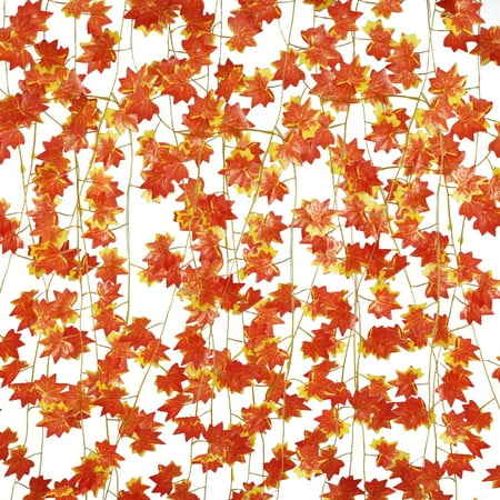 12PCS Artificial Autumn Fake Maple Leaves Garland 7.2ft Leaf Fall Garland for Thanksgiving,Weddings Decorations and Harvest Day,Hanging Vines Garland Plants Décor