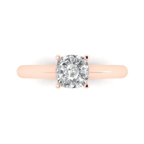 Clara Pucci 14K Rose Gold 1ct WhiteSapphire Solitaire Ring for Women