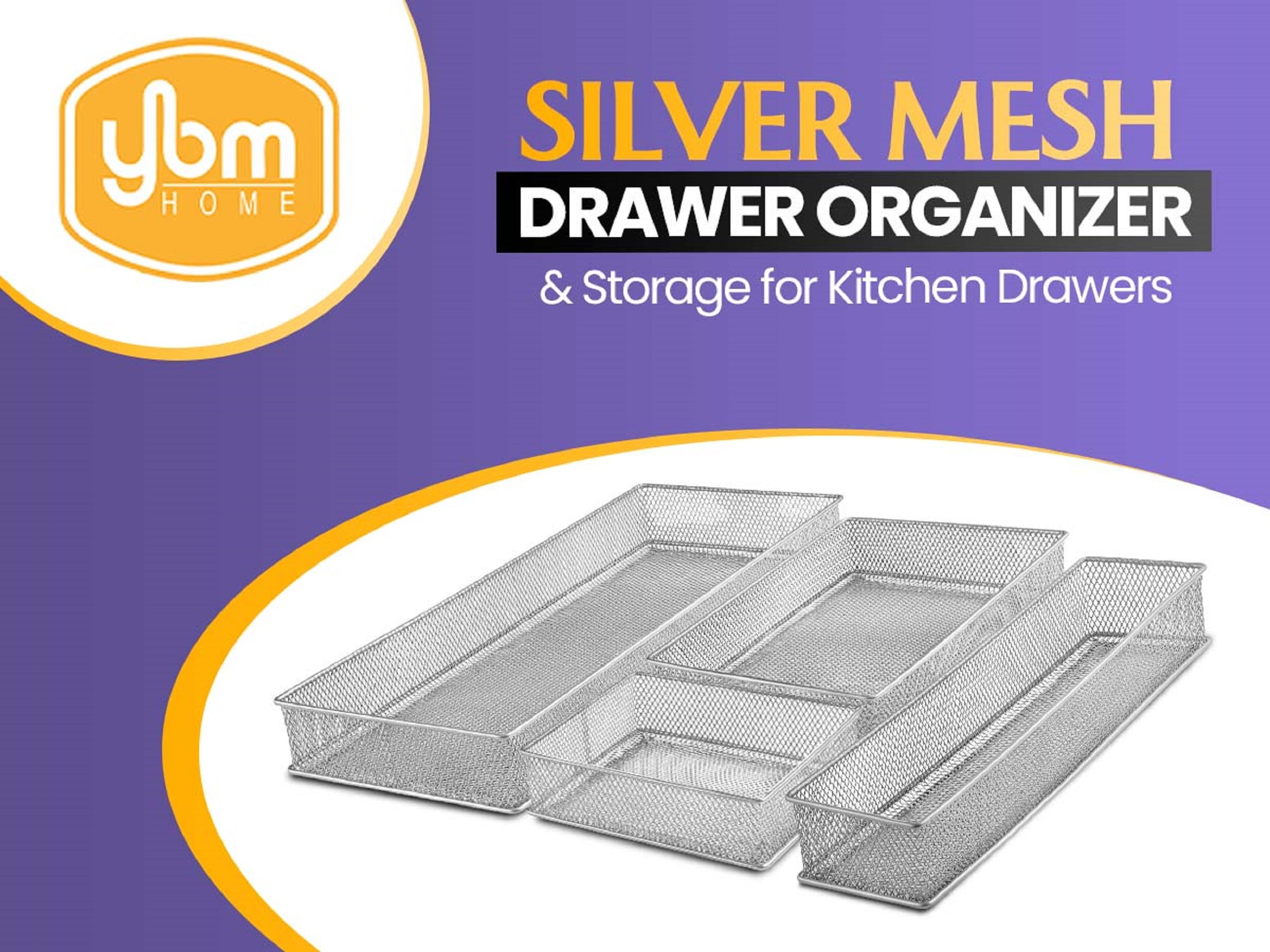 YBM Home White Mesh Desk Drawer Organizer Tray for Home and Office - Multipurpose Storage Holder, 2521-2