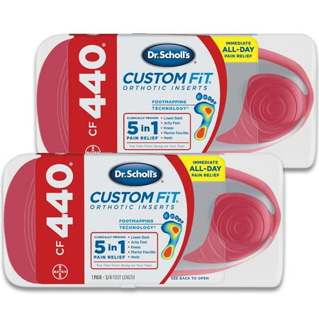 Dr. Scholl's Custom Fit CF440 Orthotic Shoe Inserts for Foot, Knee and Lower Back Relief, 2 (Best Shoe Inserts For Standing On Concrete All Day)