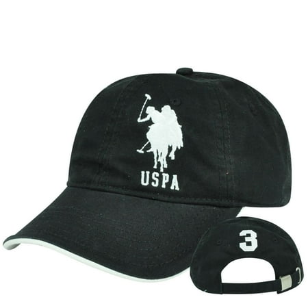 US Polo Association Assn Solid Horse Garment Wash Adjustable Clip Buckle Hat Cap