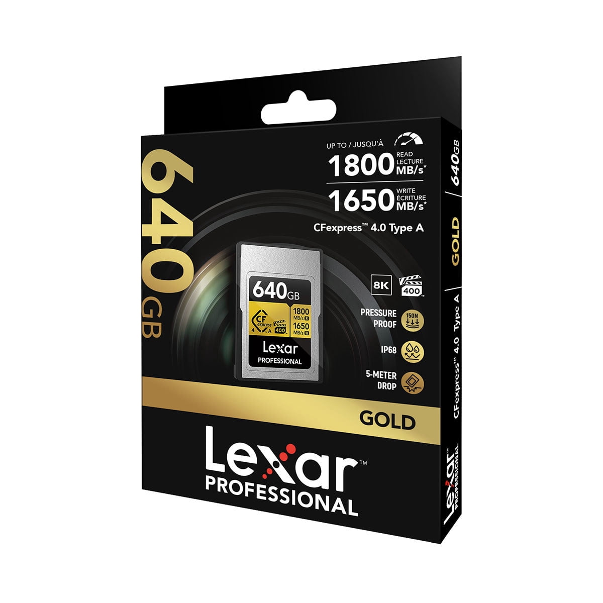 Lexar 640GB Professional GOLD CFexpress 4.0 Type A Memory Card with 1800MB/s Read and 1650MB/s Write