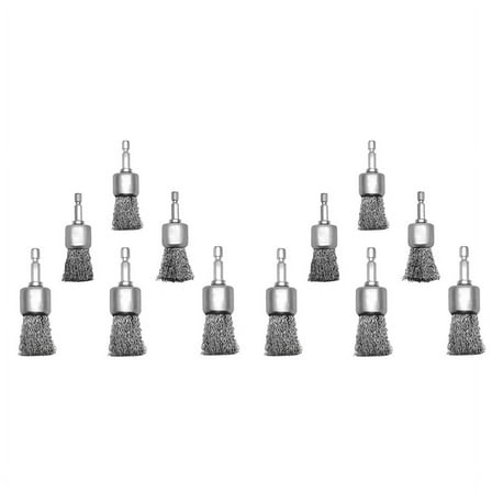 12 Pack Wire Brush Wheel for Drill 1-Inch Crimped End Wire Brushes 1/4Inch Hex for Paint- and Small Spaces