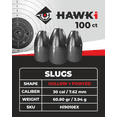 thumbnail image 4 of Hawki Airgun Pellets for Air RIfles Venom Slug .30 cal / 7.62mm Caliber (60.80 gr/3.94 g) 100 ct Hi9010EX, 4 of 5
