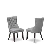 East West Furniture Parson Dining Chairs - Light Gray faux leather Padded, Set of 2