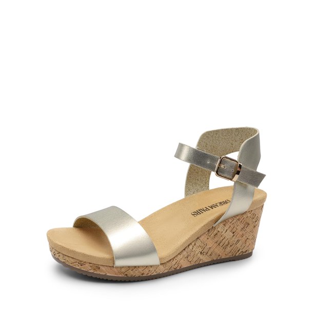 Sandalia DREAM PAIRS NINI-8 Dorada de Plataforma y Cuña PU Talla 10