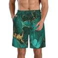 thumbnail image 1 of Balery Green Gold Glitter Traje de Baño Estilo Hawaiano para Hombre, Shorts de Secado Rápido con Bolsillos-3X-Large, 1 of 6