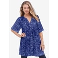 thumbnail image 2 of Roaman's Women's Plus Size Angelina Crinkle Crepe Y-Neck Short Sleeve Tunic, 2 of 6