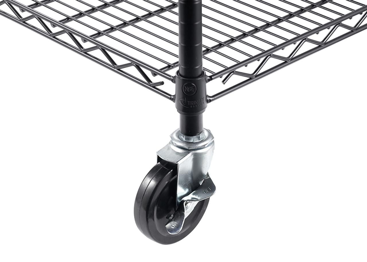 TRINITY Basics 5-Tier Wire Shelving Rack | 36 x 18 x 76 | Includes Wheels | NSF | Black