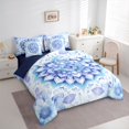 thumbnail image 3 of jejeloiu Ancient Floral Blossom 7-Piece Twin Bedding Sets,Boho Bohemian Flower Bedding Comforter Set For Kids Reversible, 3 of 8