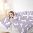 thumbnail image 4 of Homewish Happy Halloween Bat 7pcs Queen Bedding,White Silhouette Tiny Pattern Bedding Comforter Set Queen,Light Lavender,Halloween Reversible, 4 of 8