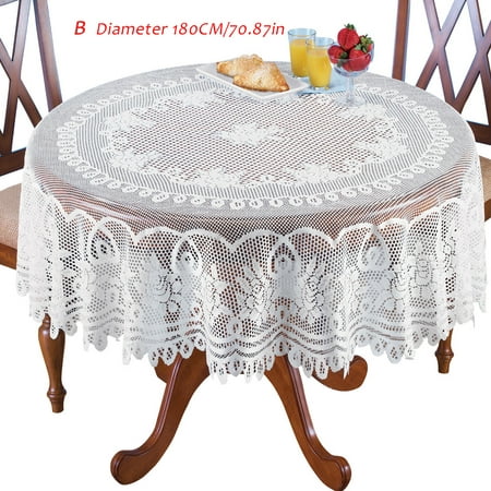 Warp Knitted Lace White Rose Round, Round Lace Table Runner
