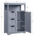 thumbnail image 2 of Wood Bathroom Floor Cabinet, Free Standing Storage Cabinet with 3 Drawers and Cupboard for Entryway, Hallway Cabinet, Living Room Accent Furniture, Gray, 2 of 5