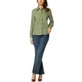 thumbnail image 2 of Allegra K Women's Plaid Point Collar Long Sleeve Double Breasted Shirt, 2 of 5