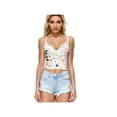thumbnail image 1 of Yuemengxuan Women Lace Patchwork Camisole Sleeveless Deep V Neck Floral Butterfly Cami Tops, 1 of 3