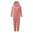 thumbnail image 4 of WMTBSRSW Girls Fleece Onesie Pajamas with Eye Mask Soft Fuzzy Sherpa Hooded Romper One Piece Winter Sleepwear Flannel Pajama Jumpsuit Loungewear Watermelon Red 5 Years, 4 of 7
