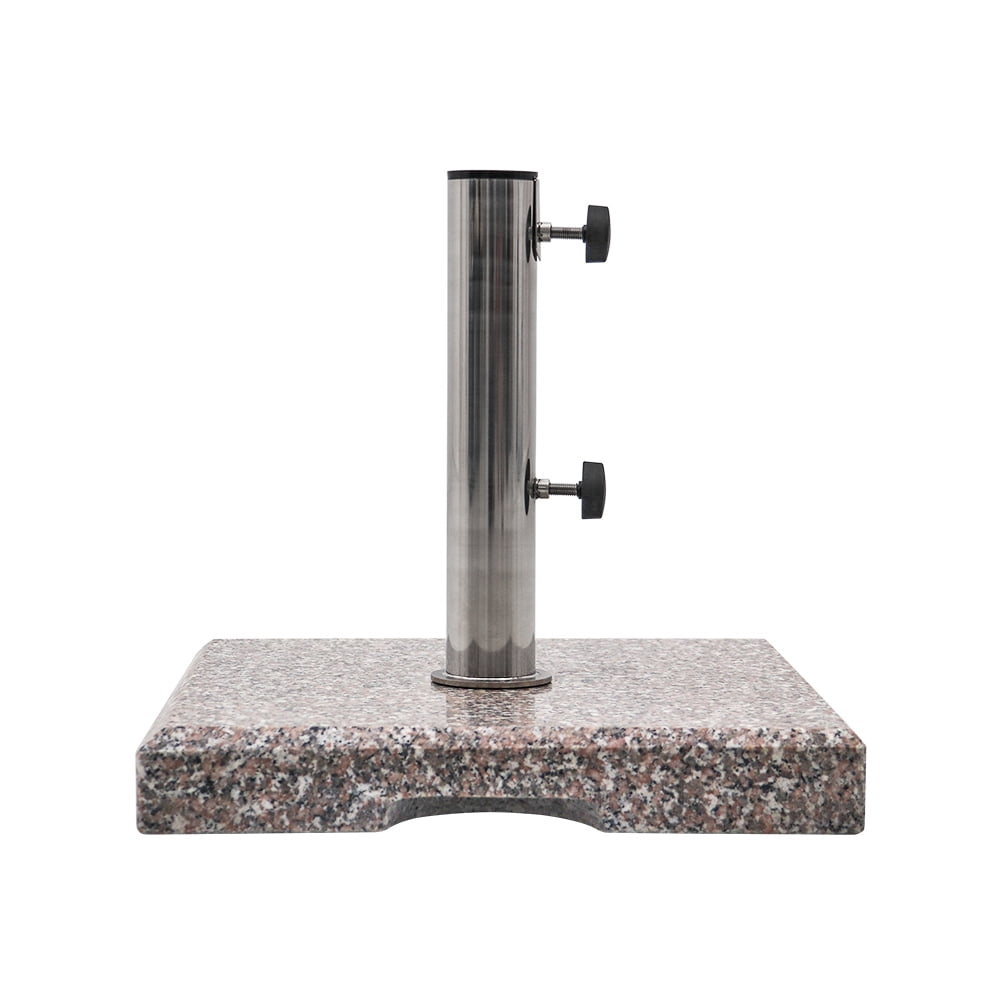 Kool 42 lbs Granite Square Stainless Steel Patio Umbrella Base Heavy Duty Umbrella Stand, Gray