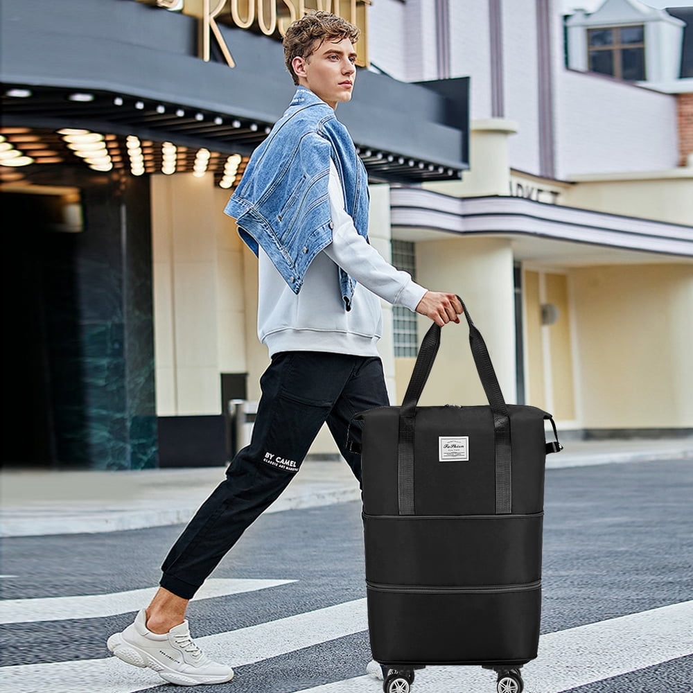 Youersen Rolling Duffle Bag, Expandable and Foldable Travel Bag for Weekend Trips and Carry-on Luggage
