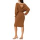 thumbnail image 3 of Vestido Midi para Mujer INSPIRE CHIC con Cuello en V Profundo, Manga Larga tipo Murciélago, Vestido de Suéter Envolvente con Cinturón XL Marrón, 3 of 6