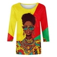 thumbnail image 5 of QUNYINEY T Shirts Women 3/4 Sleeve Kwanzaa Crewneck Tops Loose Fit Holiday Pullover Graphic Tees, 5 of 5