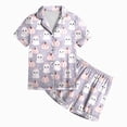 thumbnail image 3 of HCNTES Girls Halloween Pajamas Halloween Girls Pajamas Pumpkin Ghost Print Short Sleeve 2 Piece Button Down PJs for Toddler Kids Soft Sleepwear Little Girl Pajamas, 3 of 7