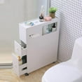 thumbnail image 6 of Toilet Slim Bathroom Storage Cabinet, Narrow Cabinet with Drawer and Wheel,2 Drawers Toilet Slim Floor Cabinet for Bathroom,White, Small, 6 of 6
