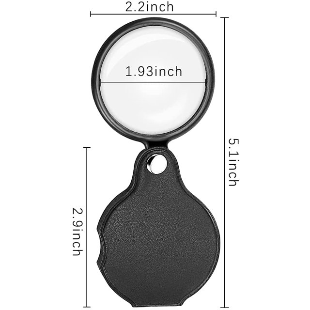 Paquete de 5 10X Mini Lupa Lupa de bolsillo Lupa de bolsillo plegable de 50 mm Lupa con funda protectora giratoria para leer mapas, etiquetas, manualidades brillar Electrónica