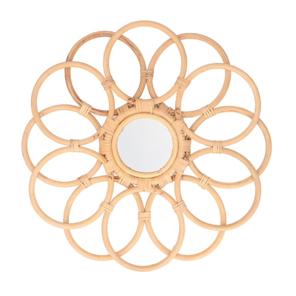 Miroir en Rotin, Miroir Bohème Style Vintage Miroir Rond Suspendu Miroir Rond Construction Robuste