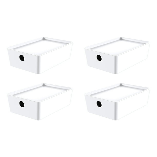 Mainstays Small White Plastic Lidded Storage Set of 4