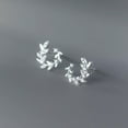 thumbnail image 3 of EOEMY 925 Sterling Silver Zircon Circle Leaf Stud Earrings, 3 of 6