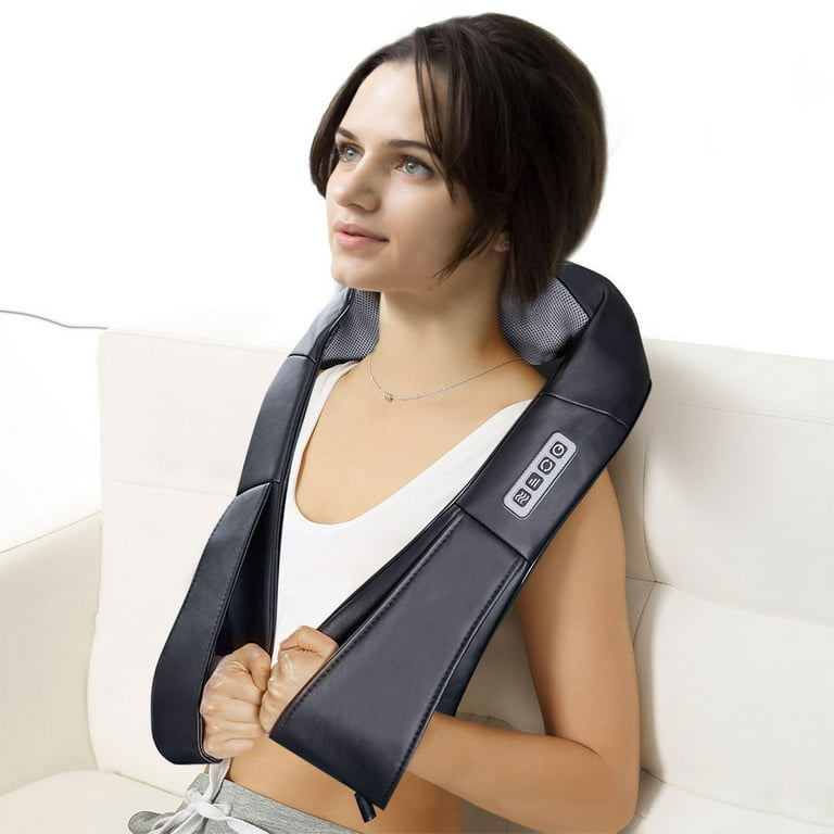 Costway Shiatsu Back and Neck Massager Kneading Shoulder Massage Pillow W/ Heat Straps 
